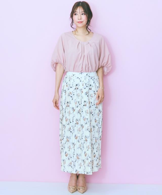 ロングスカート レディース 花柄 プリーツ スカート marun マキシスカート 長め ロンスカ | 6L/8L/10L | ニッセン nissen_15