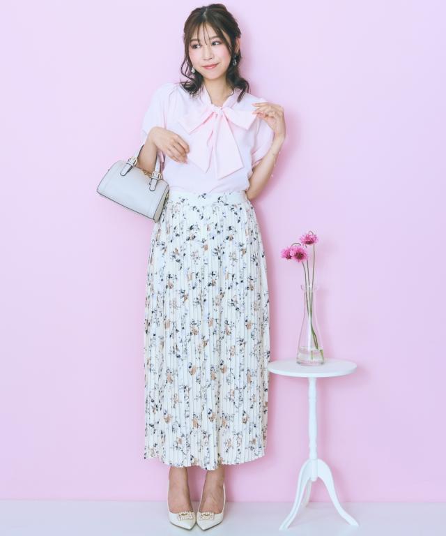 ロングスカート レディース 花柄 プリーツ スカート marun マキシスカート 長め ロンスカ | 6L/8L/10L | ニッセン nissen_18