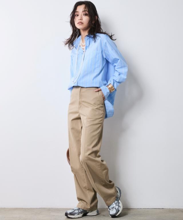 ストレートパンツ レディース 綿100％ チノ パンツ シックスタイル 春 秋 美脚 ボトムス ズボン | 6L/8L/10L | ニッセン nissen ストレートパンツ レディース 綿100％ チノ パンツ シックスタイル 春