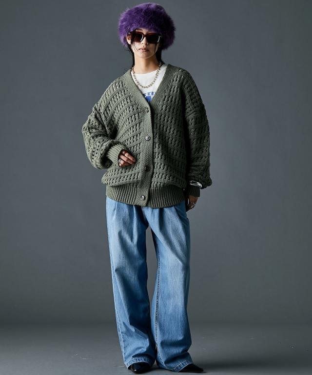 カーディガン レディース ポコポコ Vネック ニット GEVS. 秋 羽織り