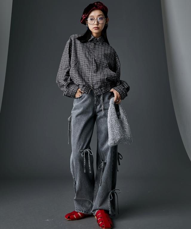 引っ切りないズボン下 レディース 綿100％ リボンディティール ジーンズ ズボン下 GEVS. 春 夏 秋 冬 美脚 ボトムス ズボン | 酉の方角92〜122糎 | ニッセン nissen