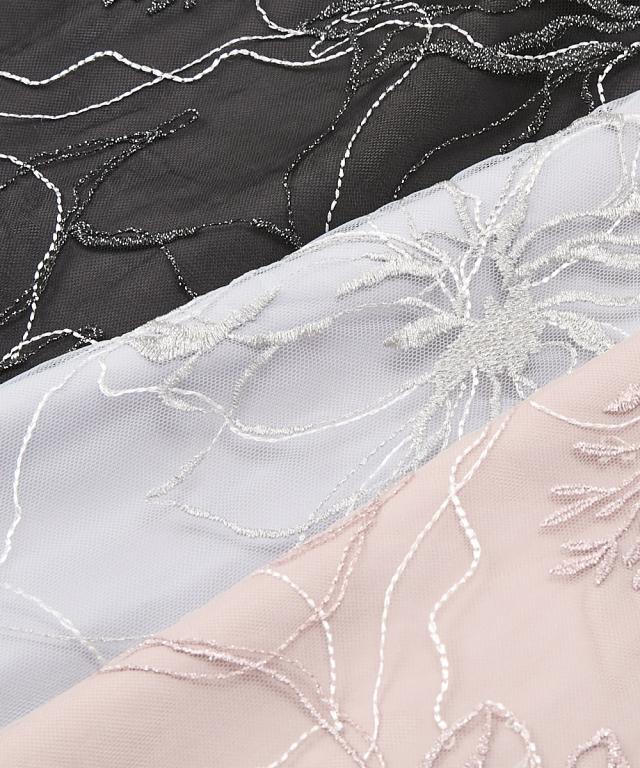 ワンピース ひざ丈 レディース 大きい胸専用 刺繍ラメチュール ポケット 取り外しリボン付き | 3L | ニッセン nissen_18