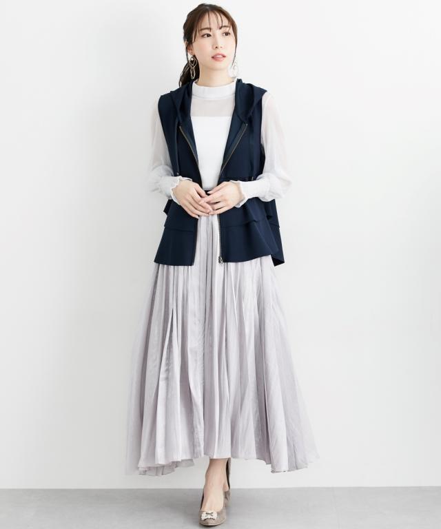 ベスト レディース 2段フリルフード付 Hana服 重ね着 レイヤード | M/L/LL/