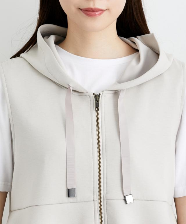 ベスト レディース 2段フリルフード付 Hana服 重ね着 レイヤード | M/L/LL/