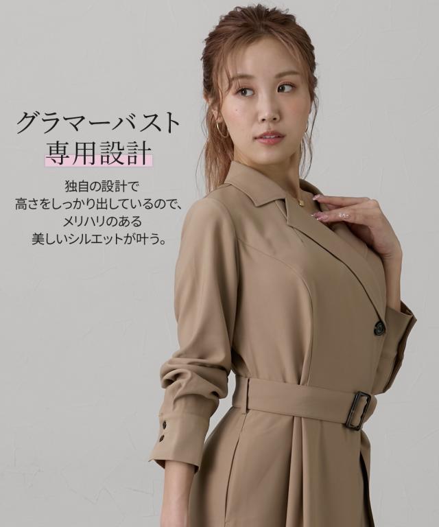 ワンピース ロング マキシ レディース 大きい胸専用 2WAYトレンチ風ディティール にもなる コート ひざ下 | M/L | ニッセン nissen_5