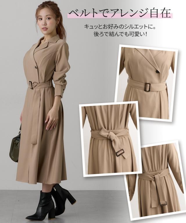 ワンピース ロング マキシ レディース 大きい胸専用 2WAYトレンチ風ディティール にもなる コート ひざ下 | M/L | ニッセン nissen_9