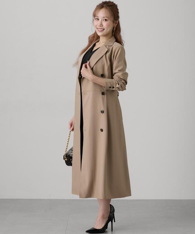 ワンピース ロング マキシ レディース 大きい胸専用 2WAYトレンチ風ディティール にもなる コート ひざ下 | M/L | ニッセン nissen_18