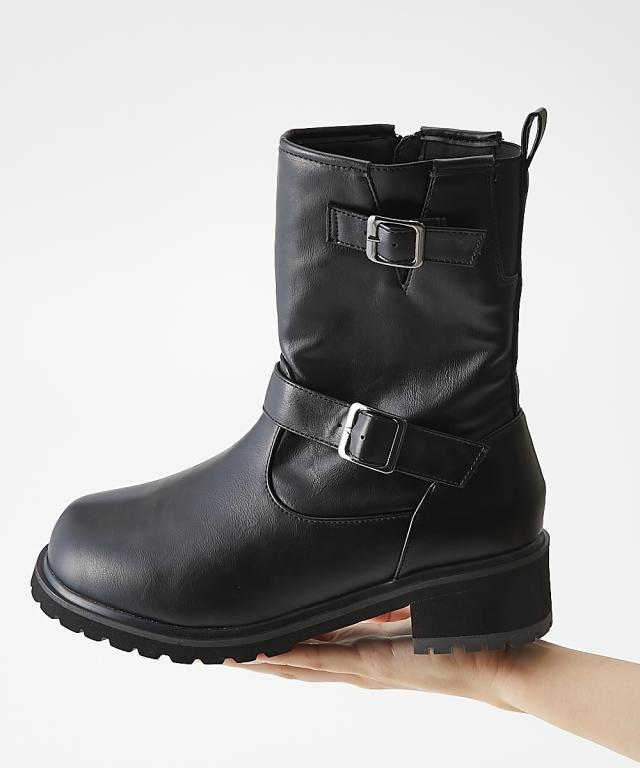 レディース lafafa SHOES ラファーファ エンジニア ショート ブーツ ワイズ4E相当 秋 冬 | 23.0〜23.5/24.0〜24.5/25.0〜25.5/26.0〜26.5cm | ニッセン nissen