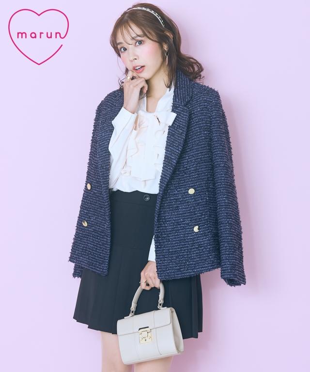 ジャケット アウター レディース ツイード調ダブル テーラード marun | L/LL/3L/4L/5L | ニッセン nissen