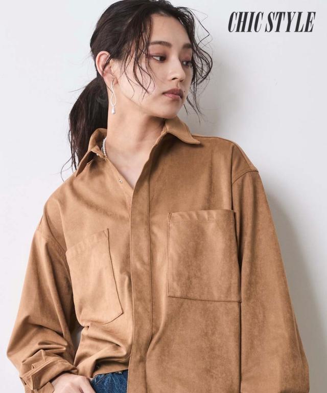 シャツ ブラウス レディース フェイクスエード シックスタイル | 6L/8L/10L | ニッセン nissen