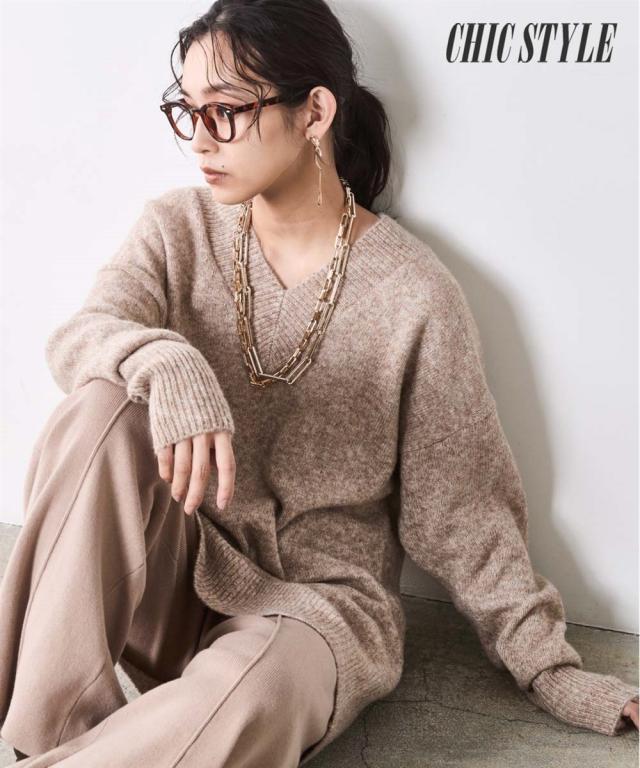 チュニック レディース Vネック ニット シックスタイル 体型カバー お尻隠れる | 6L/8L/10L | ニッセン nissen