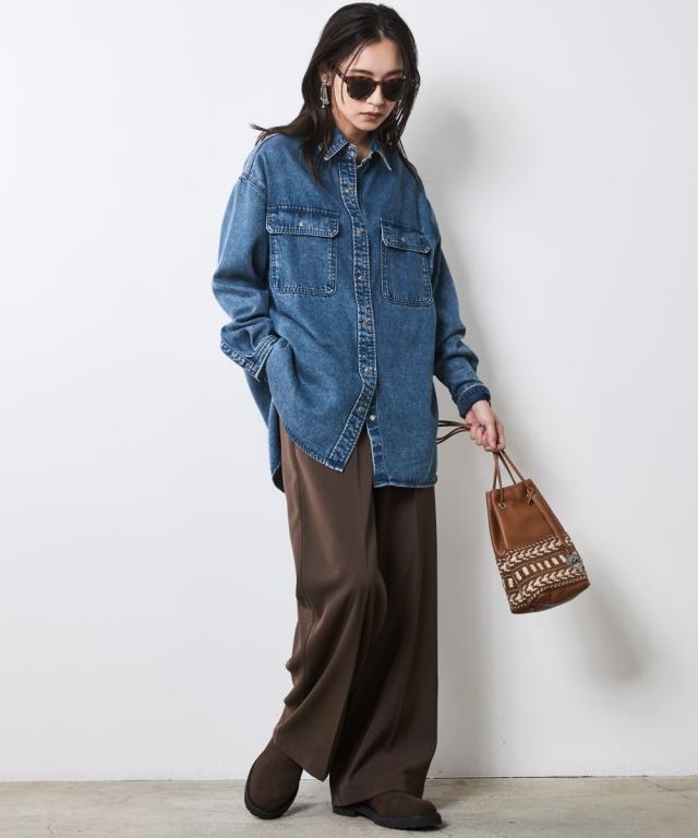 シャツ ブラウス レディース ソフト デニム シックスタイル | M〜5L | ニッセン nissen シャツ ブラウス レディース ソフト デニム シックスタイル | M〜5L