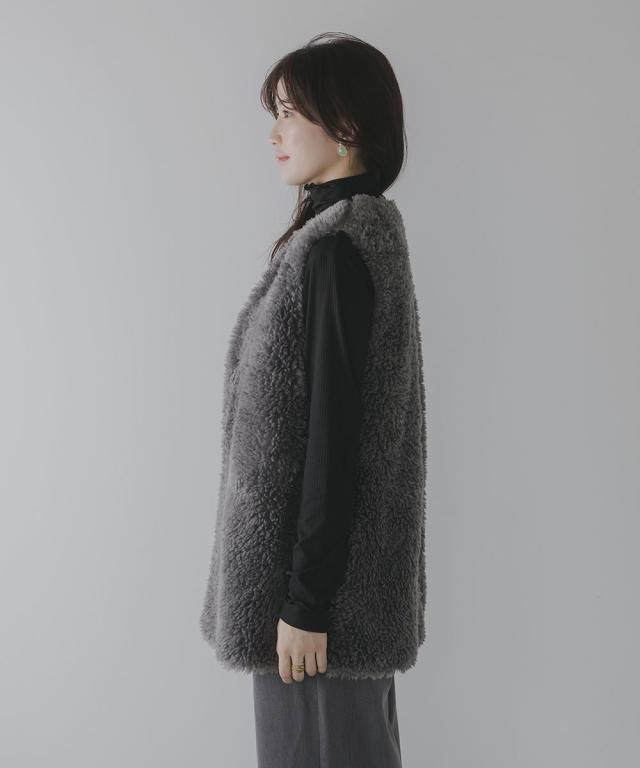 ベスト トールサイズ レディース 高身長 プードルファー Essenave 冬 大きいサイズ 重ね着 レイヤード | LL/3L | ニッセン nissen_16