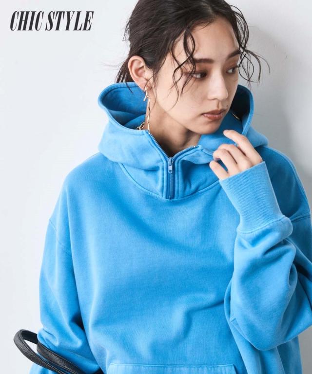 パーカー レディース 綿100％ ピグメント染裏起毛フーディ シックスタイル 春 秋 冬 フーディ | M〜5L | ニッセン nissen