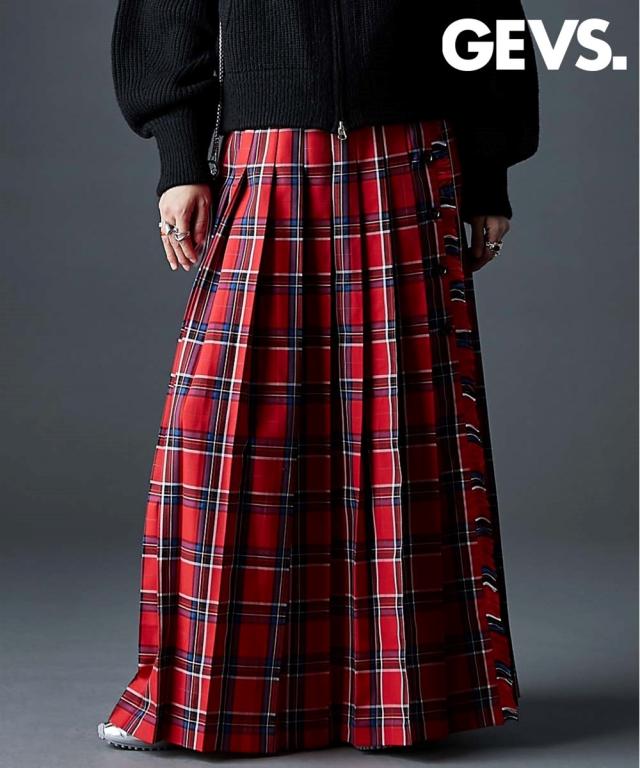 ロングスカート レディース チェック マキシ プリーツ スカート GEVS. マキシスカート 長め ロンスカ | M〜5L | ニッセン nissen