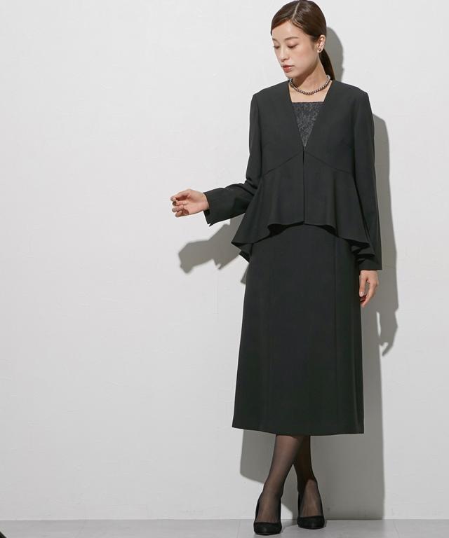 喪服 礼服 ブラックフォーマル レディース 袱紗も入るポケット仕様 洗える防しわペプラムドッキング デザイン ワンピース 〔Callarus〕 | M/L | ニッセン nissen_6