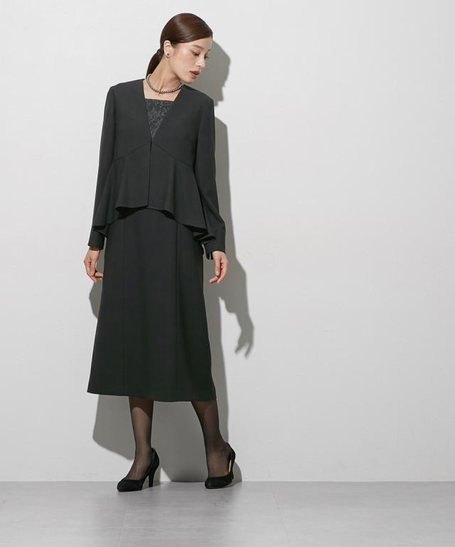 喪服 礼服 ブラックフォーマル レディース 袱紗も入るポケット仕様 洗える防しわペプラムドッキング デザイン ワンピース 〔Callarus〕 | M/L | ニッセン nissen_7