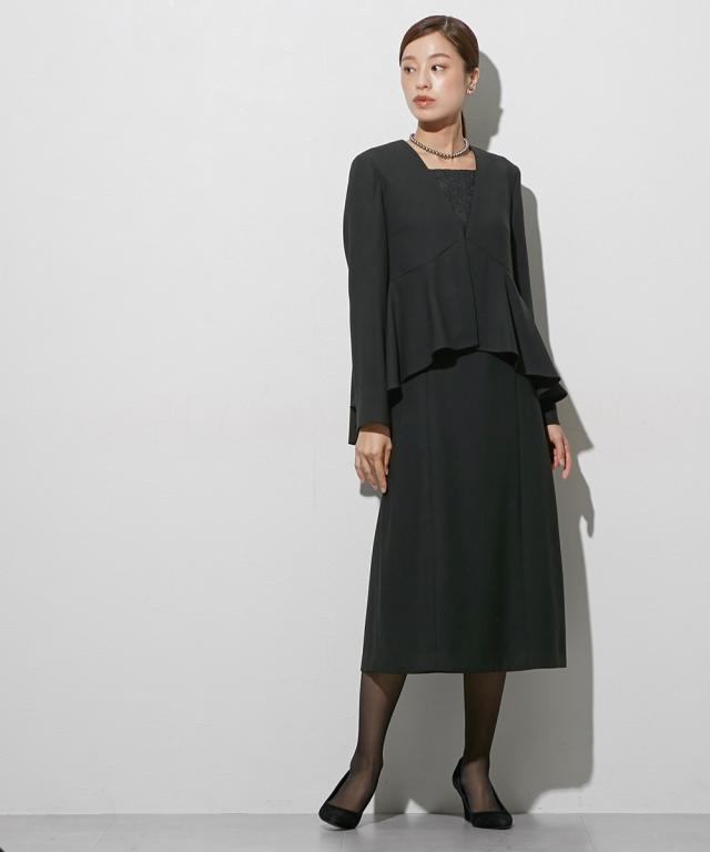 喪服 礼服 ブラックフォーマル レディース 袱紗も入るポケット仕様 洗える防しわペプラムドッキング デザイン ワンピース 〔Callarus〕 | M/L | ニッセン nissen_8
