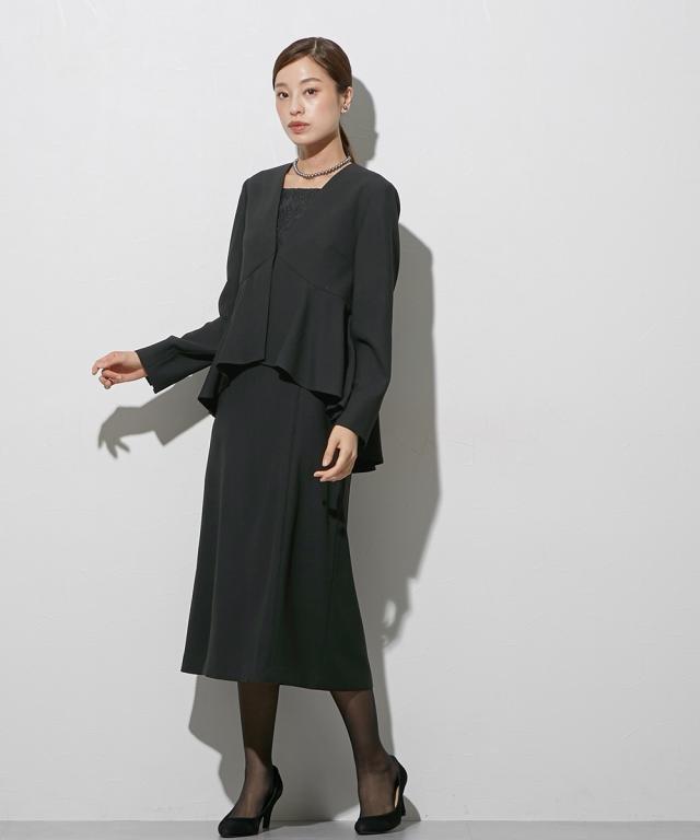 喪服 礼服 ブラックフォーマル レディース 袱紗も入るポケット仕様 洗える防しわペプラムドッキング デザイン ワンピース 〔Callarus〕 | M/L | ニッセン nissen_9