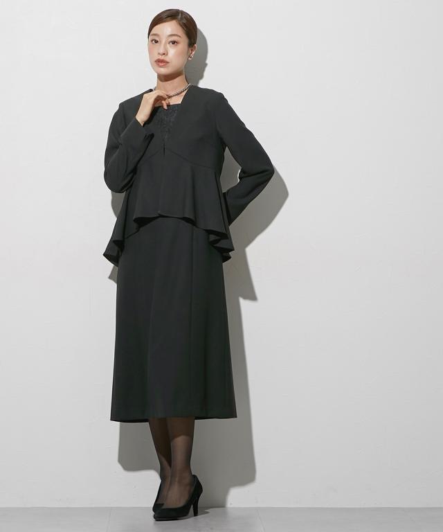 喪服 礼服 ブラックフォーマル レディース 袱紗も入るポケット仕様 洗える防しわペプラムドッキング デザイン ワンピース 〔Callarus〕 | M/L | ニッセン nissen_11