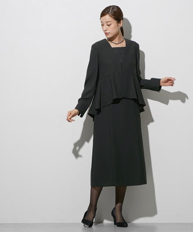 喪服 礼服 ブラックフォーマル レディース 袱紗も入るポケット仕様 洗える防しわペプラムドッキング デザイン ワンピース 〔Callarus〕 | M/L | ニッセン nissen_13