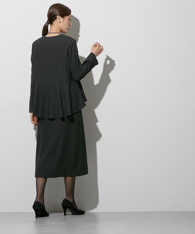 喪服 礼服 ブラックフォーマル レディース 袱紗も入るポケット仕様 洗える防しわペプラムドッキング デザイン ワンピース 〔Callarus〕 | M/L | ニッセン nissen_14