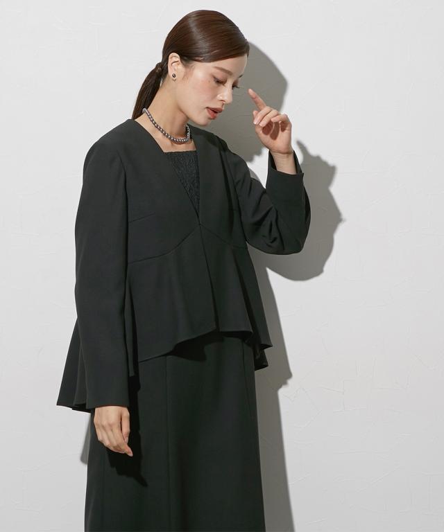 喪服 礼服 ブラックフォーマル レディース 袱紗も入るポケット仕様 洗える防しわペプラムドッキング デザイン ワンピース 〔Callarus〕 | M/L | ニッセン nissen_18