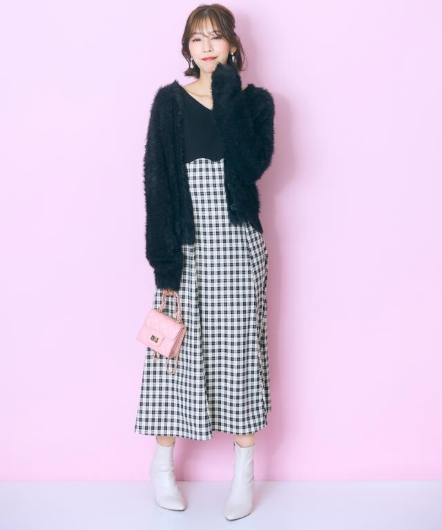 ワンピース ロング マキシ レディース ドッキングチェック marun 秋 冬 ひざ下 | L/LL/3L/4L/5L | ニッセン nissen ワンピース ロング マキシ レディース ドッキングチェック marun 秋 冬