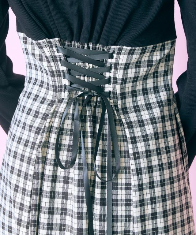ワンピース ロング マキシ レディース ドッキングチェック marun 秋 冬