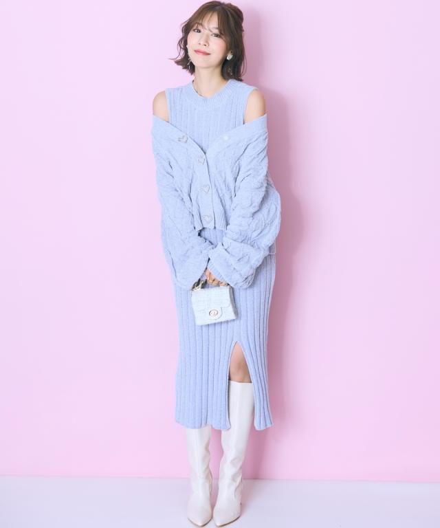 カーディガン レディース ハート柄編モール marun 羽織り 冷房対策 | L/LL/3L/4L/5L | ニッセン nissen カーディガン レディース ハート柄編モール marun 羽織り 冷房対策 | L