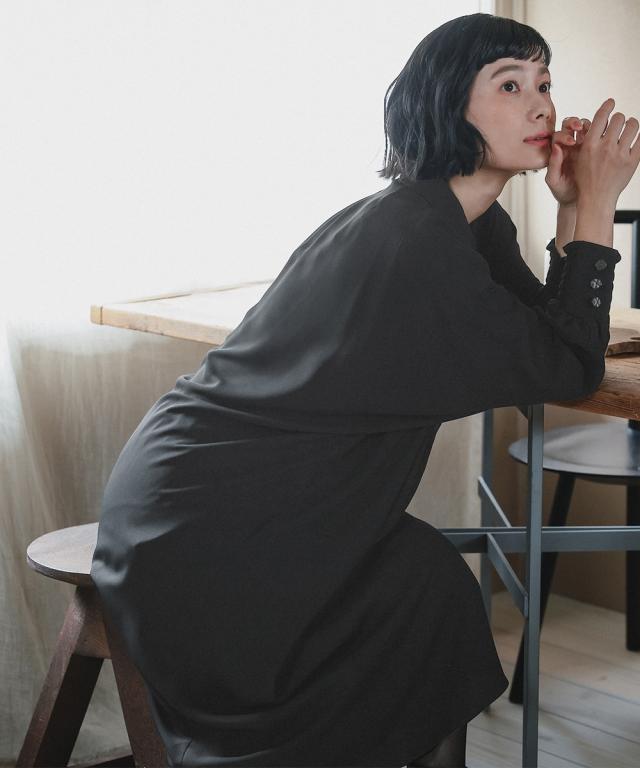 喪服 礼服 ブラックフォーマル レディース 袱紗も入るポケット仕様 洗える防しわ水玉 レース ドルマンスリーブ ワンピース ペチ コート 付き 〔Neina〕 ニッセン_15