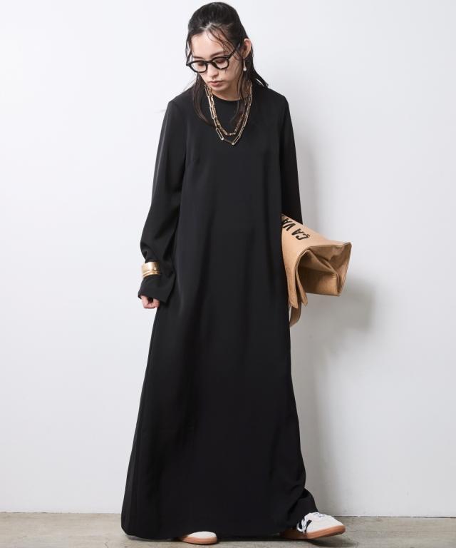 ワンピース ロング マキシ レディース クルーネック シックスタイル 春 秋 冬 ひざ下 | 6L/8L/10L | ニッセン nissen ワンピース ロング マキシ レディース クルーネック シックスタイル 春