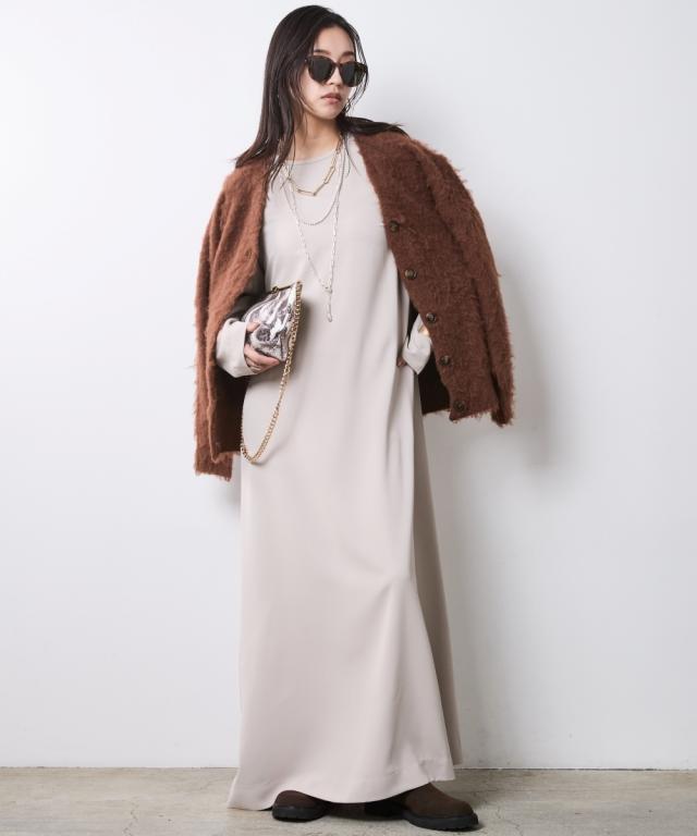 ワンピース ロング マキシ レディース クルーネック シックスタイル 春