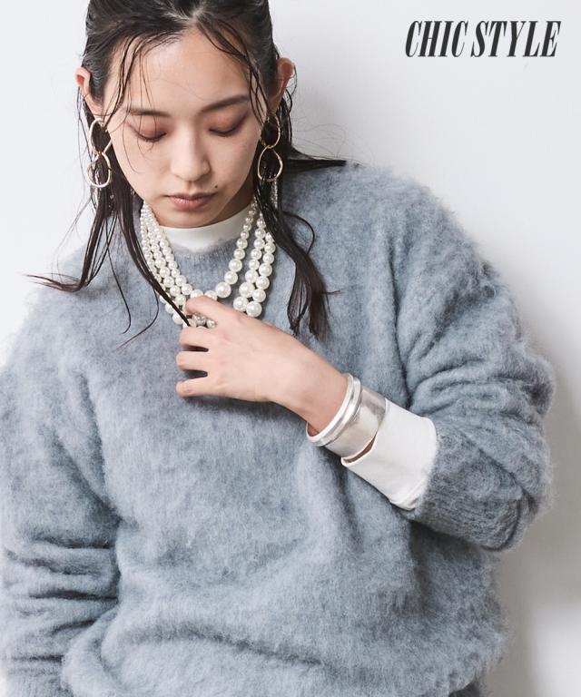 ニット セーター レディース ヘアリークルーネック シックスタイル 冬 | 6L/8L/10L | ニッセン nissen