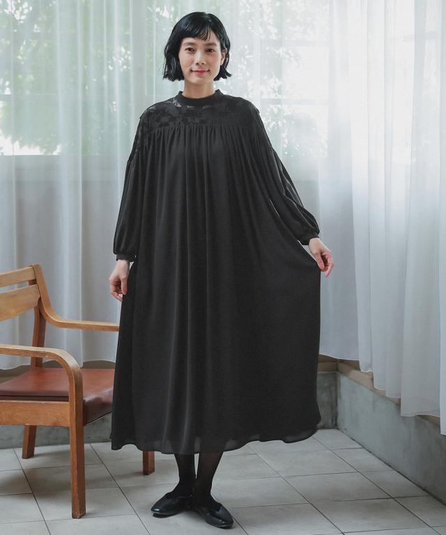 喪服 礼服 ブラックフォーマル レディース 日本製生地使用 洗える防しわヨークオパール切替キャザー ワンピース 〔Neina〕 春 夏 秋 冬 | M/L | ニッセン nissen_8