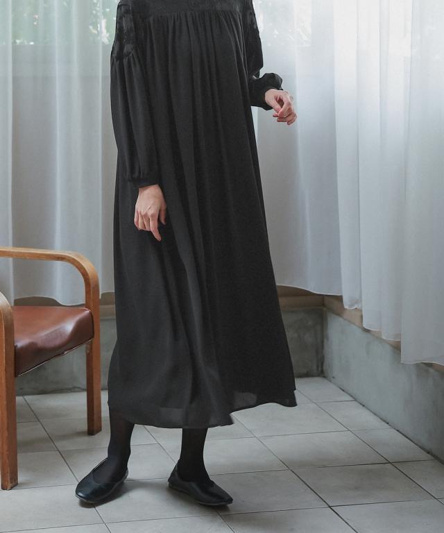 喪服 礼服 ブラックフォーマル レディース 日本製生地使用 洗える防しわヨークオパール切替キャザー ワンピース 〔Neina〕 春 夏 秋 冬 | M/L | ニッセン nissen_10