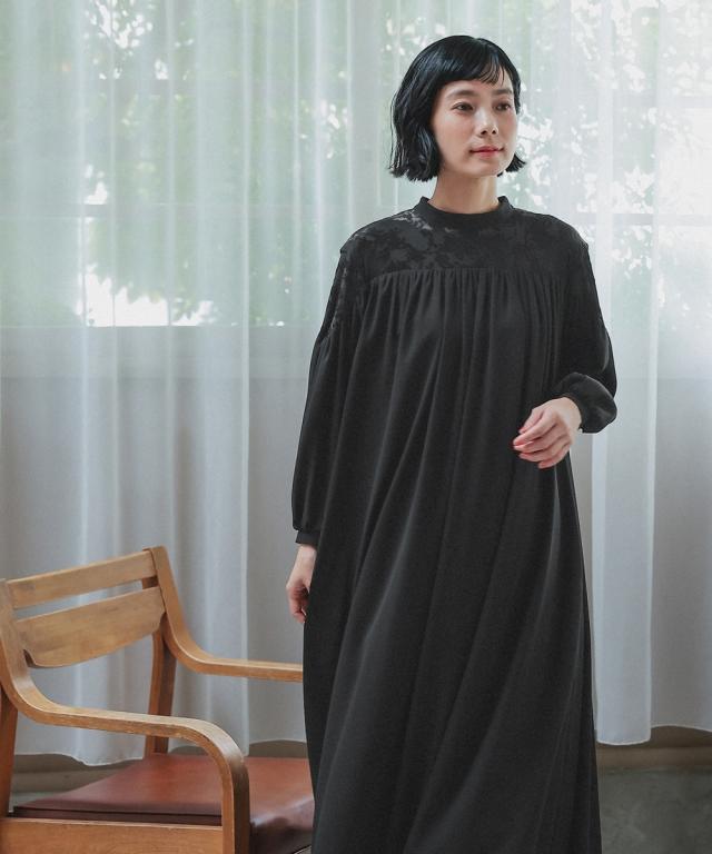 喪服 礼服 ブラックフォーマル レディース 日本製生地使用 洗える防しわヨークオパール切替キャザー ワンピース 〔Neina〕 春 夏 秋 冬 | M/L | ニッセン nissen_11
