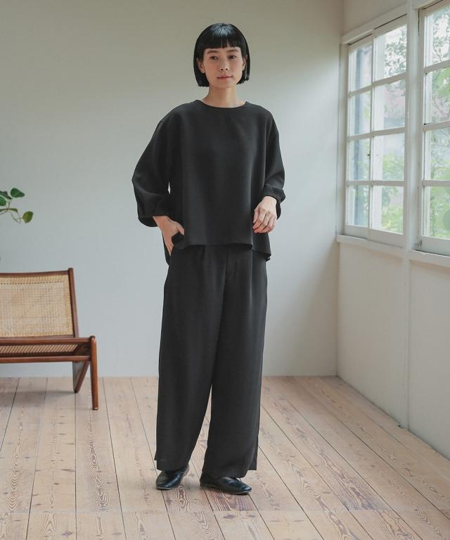 喪服 礼服 ブラックフォーマル レディース 日本製生地使用 洗える防しわ バック リボン ブラウス ＋ワイド パンツ セットアップ スーツ 〔Neina〕 ニッセン_8