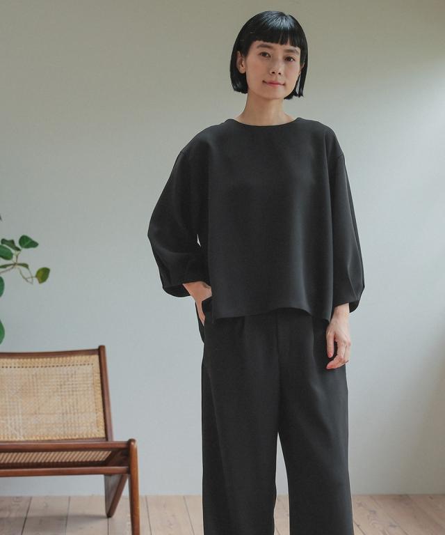 喪服 礼服 ブラックフォーマル レディース 日本製生地使用 洗える防しわ バック リボン ブラウス ＋ワイド パンツ セットアップ スーツ 〔Neina〕 ニッセン_9