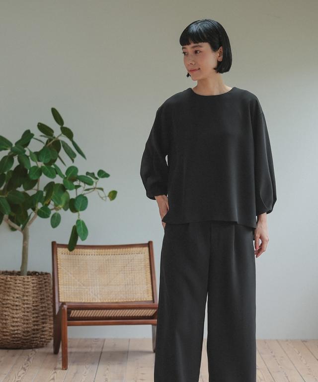 喪服 礼服 ブラックフォーマル レディース 日本製生地使用 洗える防しわ バック リボン ブラウス ＋ワイド パンツ セットアップ スーツ 〔Neina〕 ニッセン_14