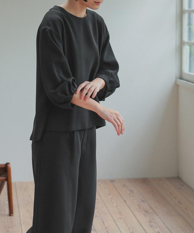 喪服 礼服 ブラックフォーマル レディース 日本製生地使用 洗える防しわ バック リボン ブラウス ＋ワイド パンツ セットアップ スーツ 〔Neina〕 ニッセン_17
