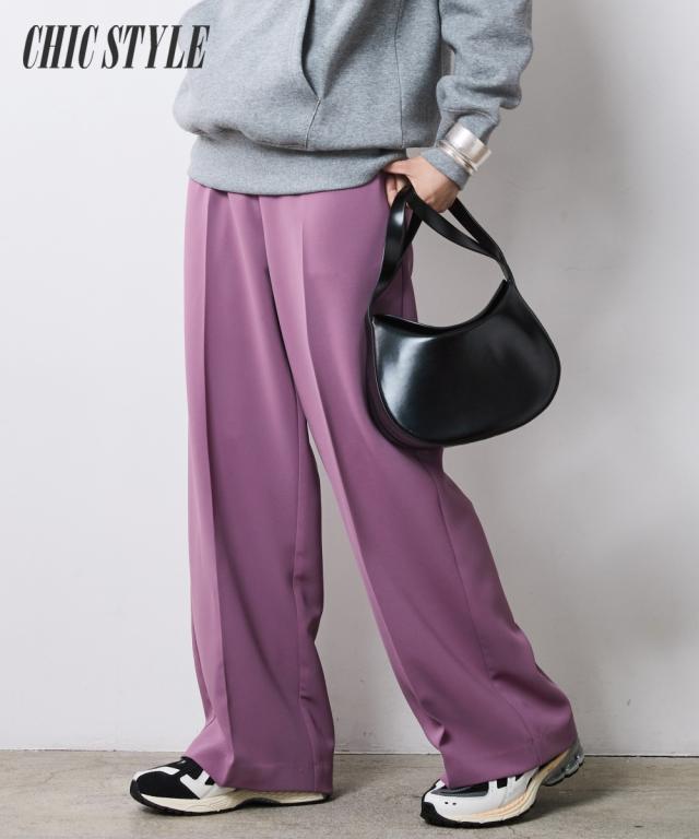 ワイドパンツ レディース ワイド ストレート リラックスパンツ シックスタイル ゆったり 体型カバー 美脚 ボトムス ズボン | 6L/8L/10L | ニッセン nissen