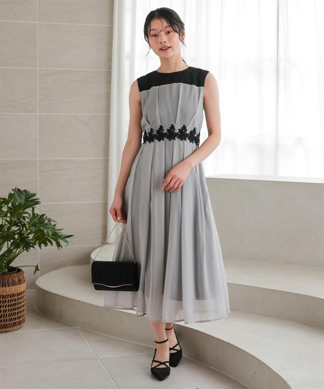 パーティドレス ワンピース レディース 結婚式 パーティー ドレス ウエスト レース デザイン ノースリーブ 春 夏 秋 冬 二次会 | LL/3L | ニッセン nissen_1