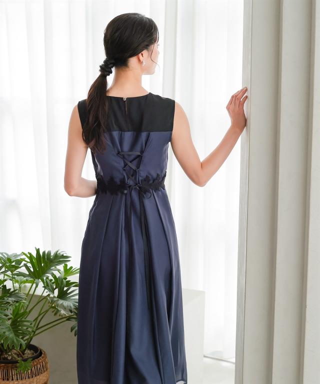 パーティドレス ワンピース レディース 結婚式 パーティー ドレス ウエスト レース デザイン ノースリーブ 春 夏 秋 冬 二次会 | LL/3L | ニッセン nissen_13