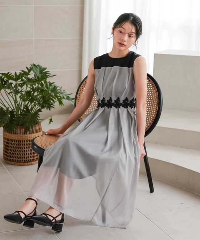 パーティドレス ワンピース レディース 結婚式 パーティー ドレス ウエスト レース デザイン ノースリーブ 春 夏 秋 冬 二次会 | 4L/5L | ニッセン nissen_5