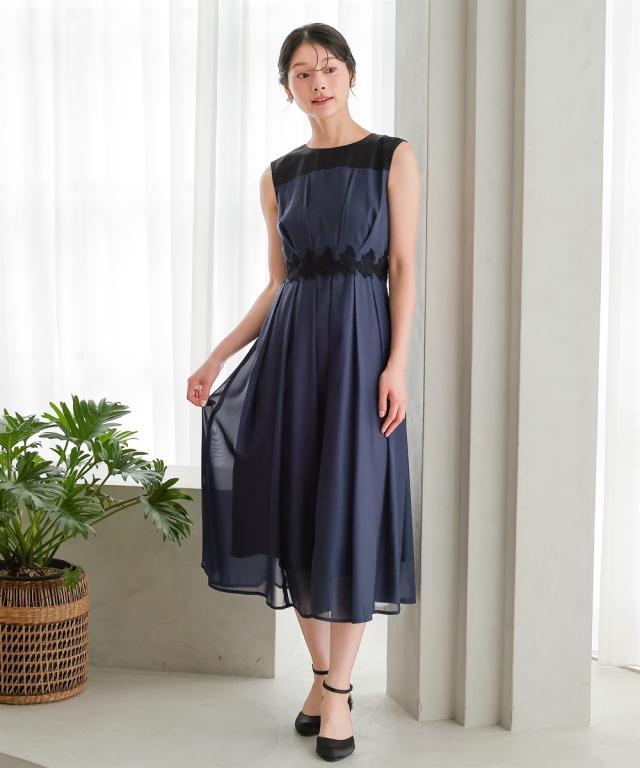 パーティドレス ワンピース レディース 結婚式 パーティー ドレス ウエスト レース デザイン ノースリーブ 春 夏 秋 冬 二次会 | 4L/5L | ニッセン nissen_9