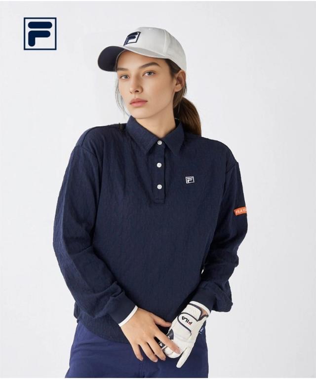 FILAGOLF スポーツウェア トップス レディース 長袖 ジャガードポロシャツ FILA GOLF UVカット 冬 トレーニング フィットネス | 4L/5L/6L | ニッセン nissen