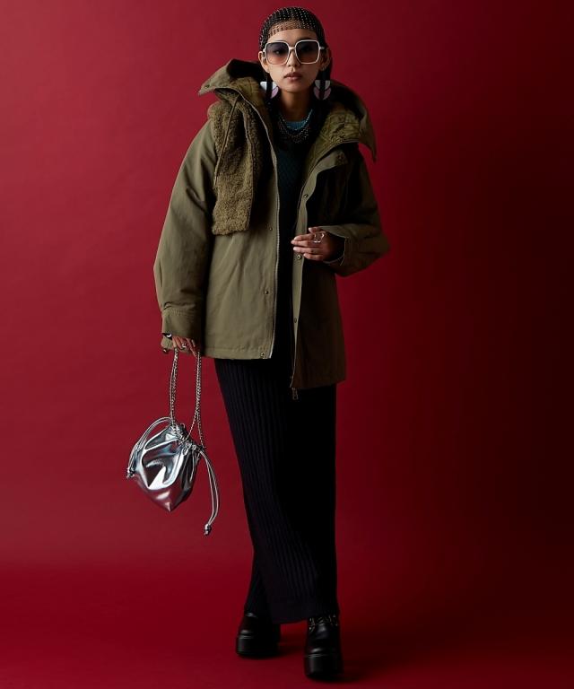 アウター レディース ライナー ベスト 付フーディ ショート コート