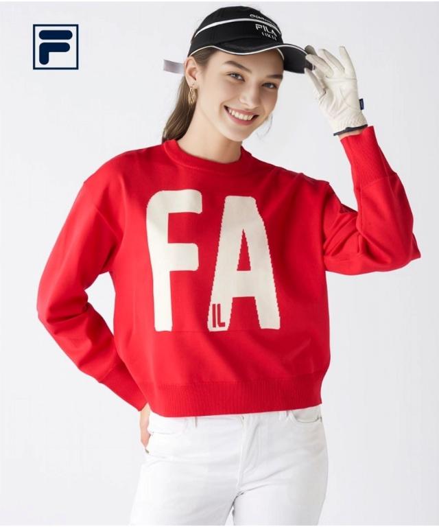 FILAGOLF スポーツウェア トップス レディース 配色ロゴ軽量クルーネック セーター FILA GOLF 冬 トレーニング フィットネス | M/L/LL/3L | ニッセン nissen