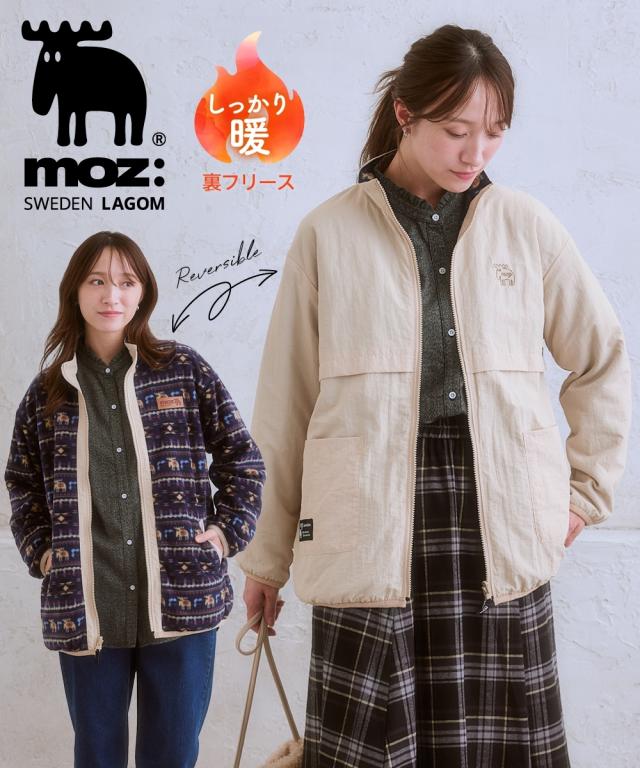 ジャケット アウター レディース moz モズ 総柄エルクリバーシブル ブルゾン 冬 | L/LL/3L | ニッセン nissen